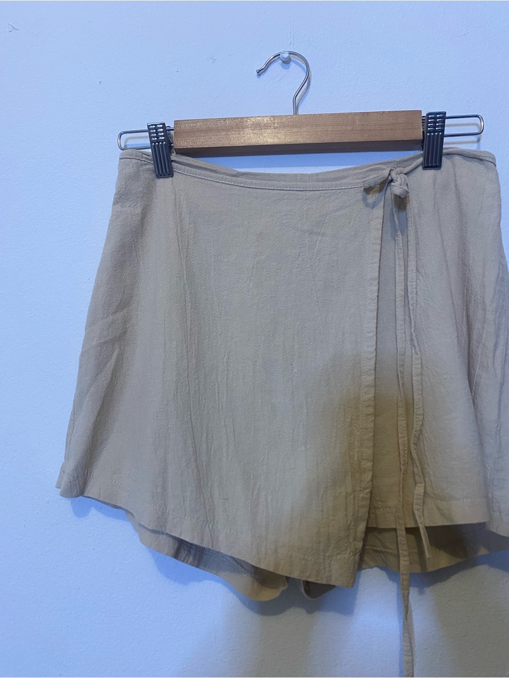 Beige Wrap Skirt Shorts